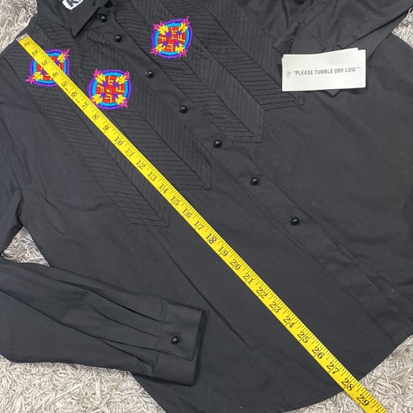 NWT Vintage KZK western vibe black shirt with embroidery long sleeve SZ L - Picture 5 of 9